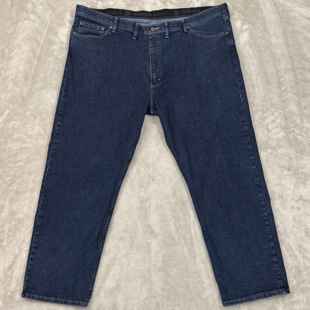 Wrangler Jeans Mens 46x30 Blue Comfort Flex Relaxed Straight Stretch Workwear